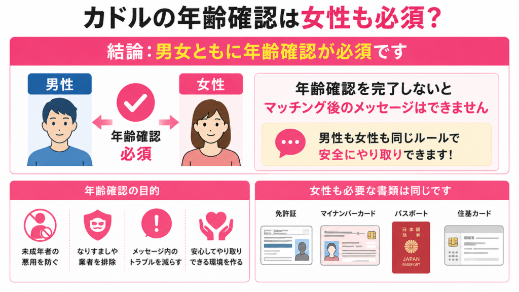 カドルの年齢確認は女性も必須なのか