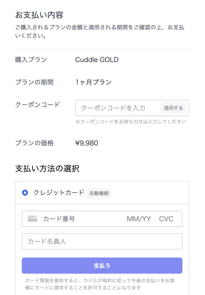 支払いページ