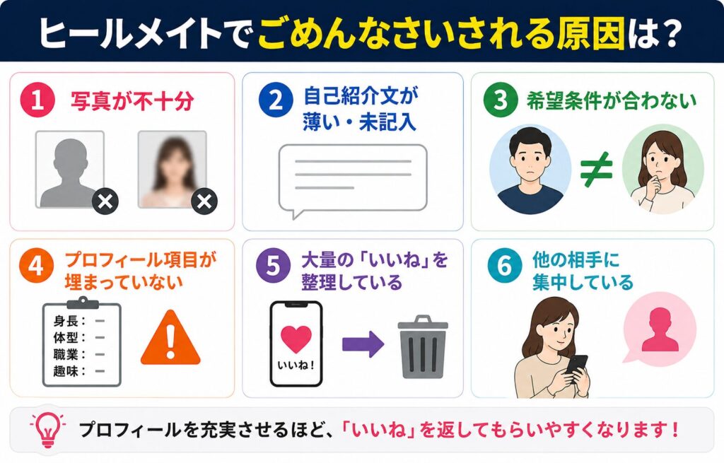 ヒールメイトでごめんなさいされる原因