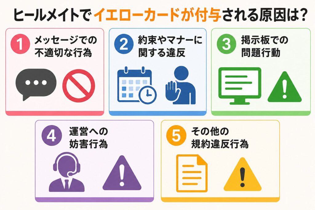 ヒールメイトでイエローカードが付与される原因
