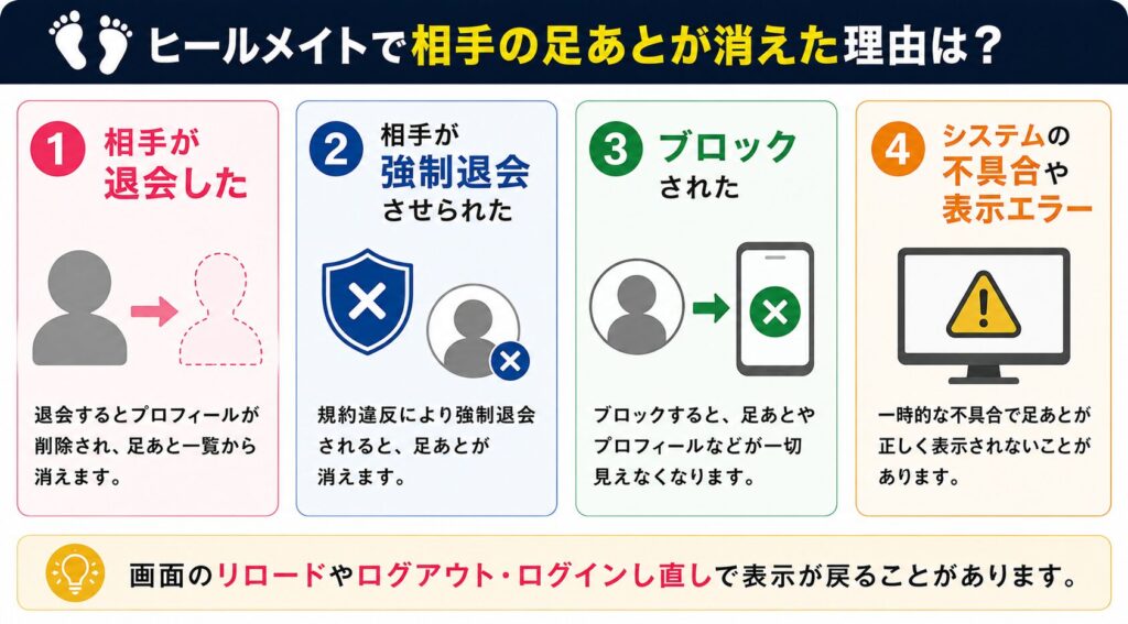 ヒールメイトで相手の足あとが消えた理由