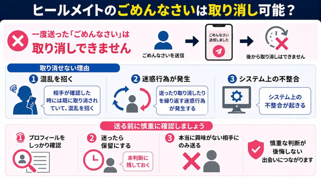 ヒールメイトのごめんなさいは取り消し可能なのか