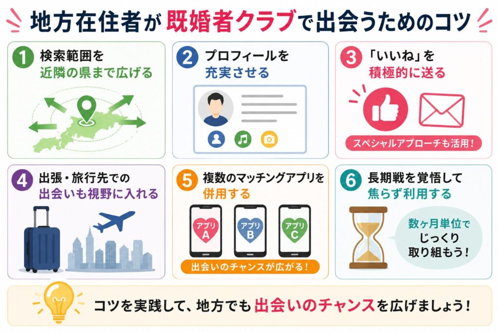 地方在住者が既婚者クラブで出会うためのコツ