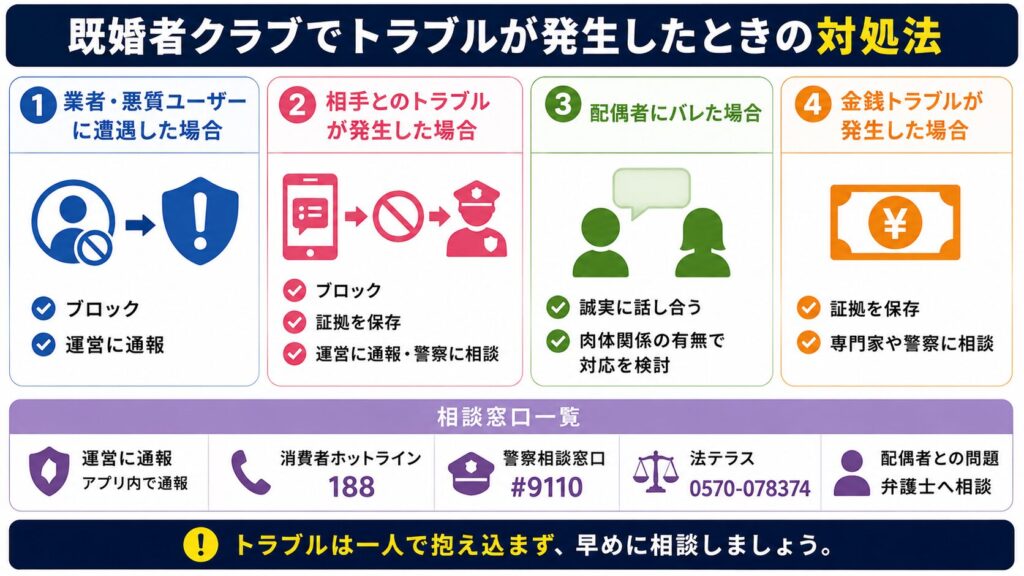 既婚者クラブでトラブルが発生してしまったときの対処法