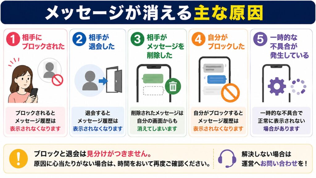 既婚者クラブでメッセージが消えた原因