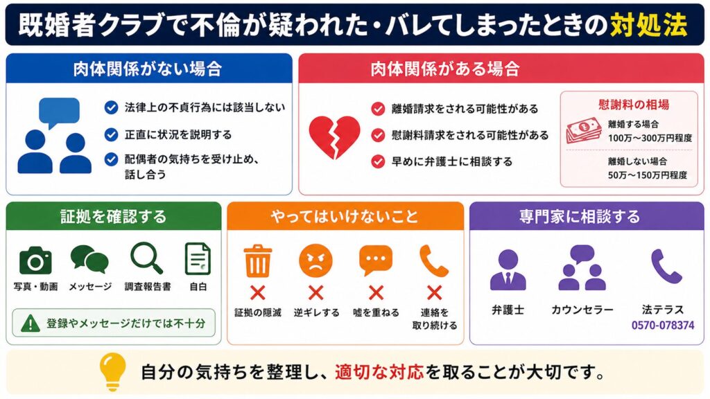 既婚者クラブで不倫が疑われた・バレてしまったときの対処法