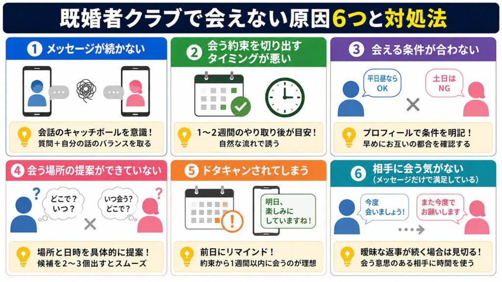 既婚者クラブで会えない原因6つと対処法