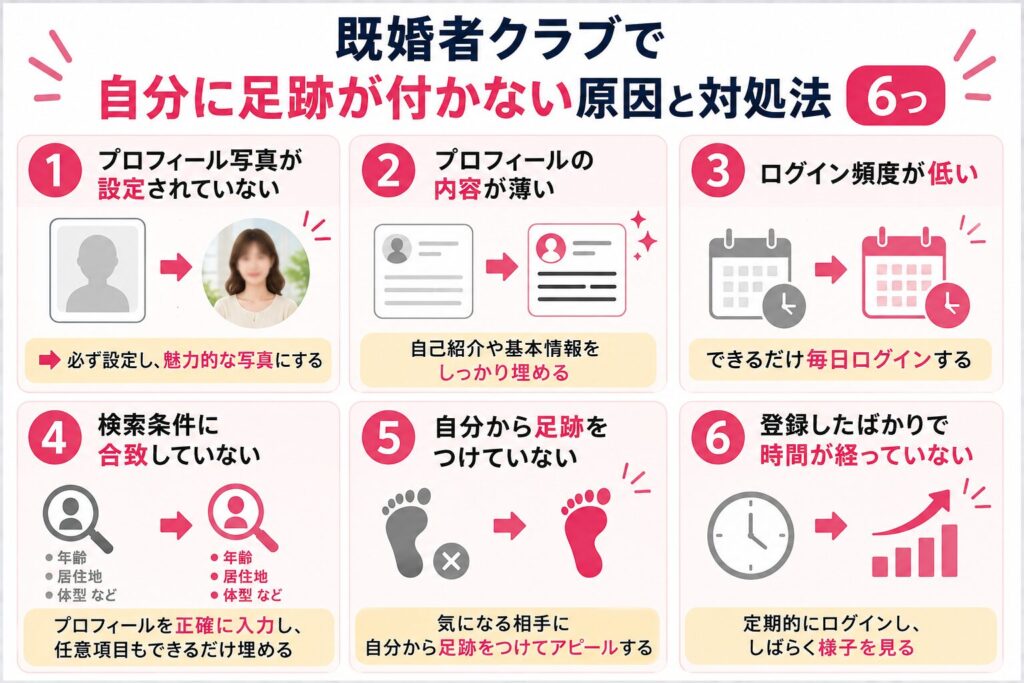 既婚者クラブで自分に足跡が付かない原因と対処法6つ