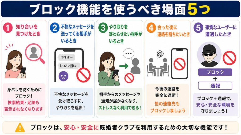 既婚者クラブのブロック機能を使うべき場面5つ