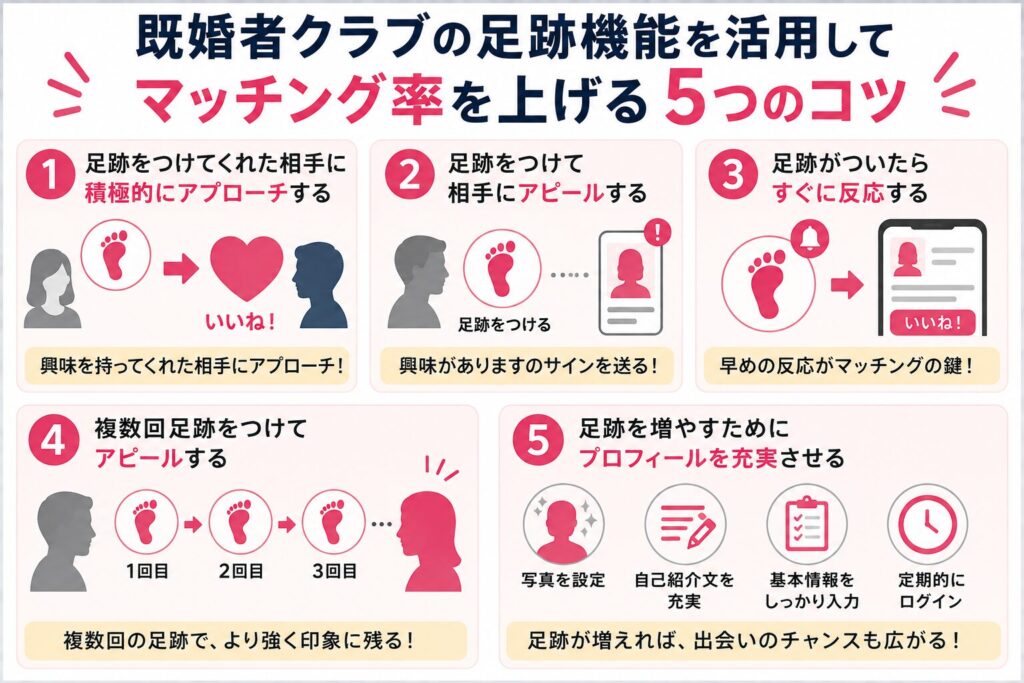 既婚者クラブの足跡機能を活用してマッチング率を上げる5つのコツ
