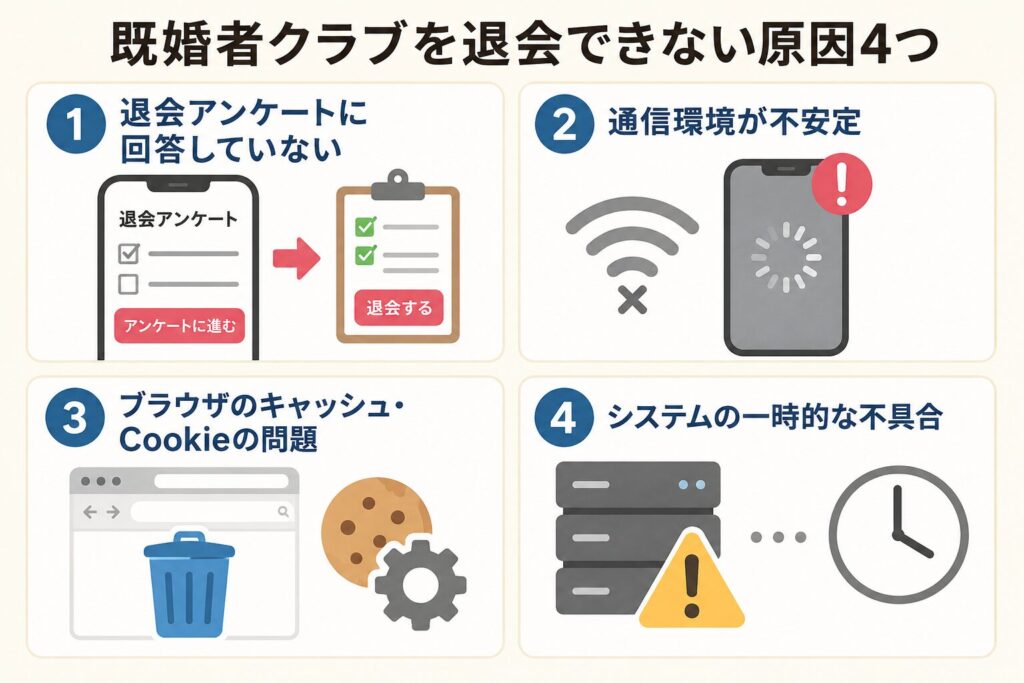 既婚者クラブを退会できない原因4つ