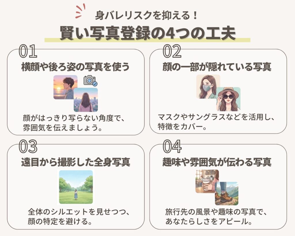 身バレリスクを抑える写真の特徴