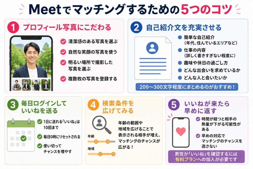 Meetでマッチングするための5つのコツ