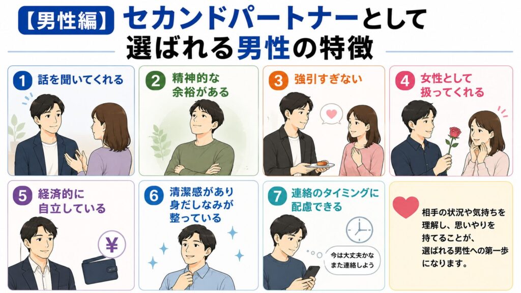 【男性編】セカンドパートナーとして選ばれる男性の特徴