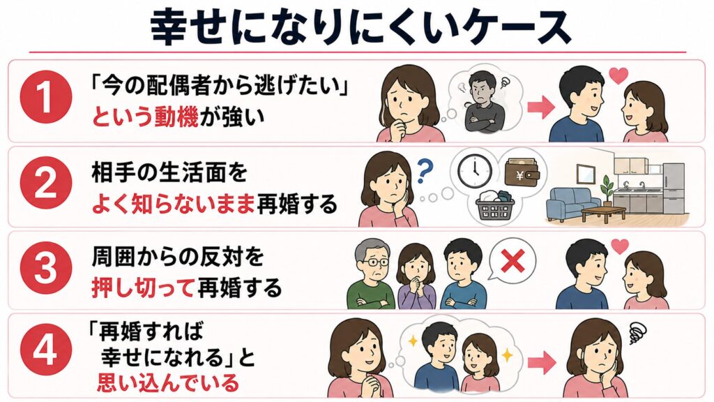 セカンドパートナーと再婚して幸せになりにくいケース