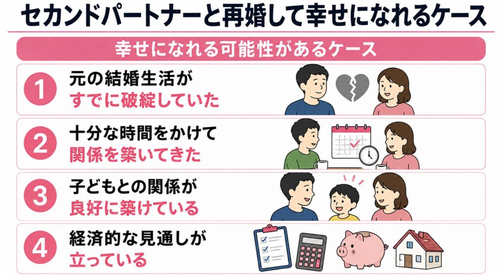 セカンドパートナーと再婚して幸せになれるケース