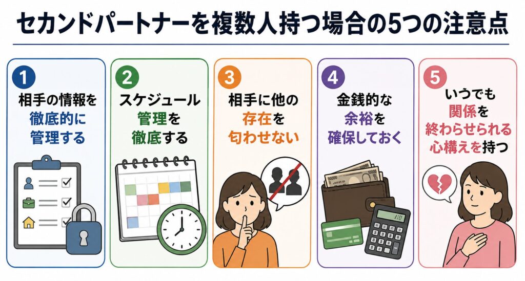 セカンドパートナーを複数人持つ場合の5つの注意点