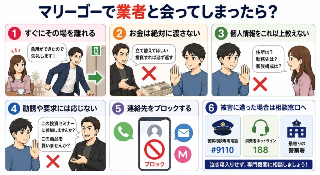 マリーゴーで業者と会ってしまった場合の対処法