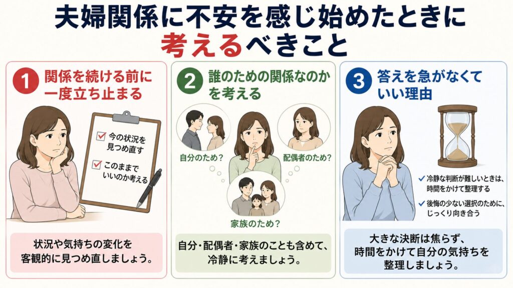 夫婦関係に不安を感じ始めたときに考えるべきこと