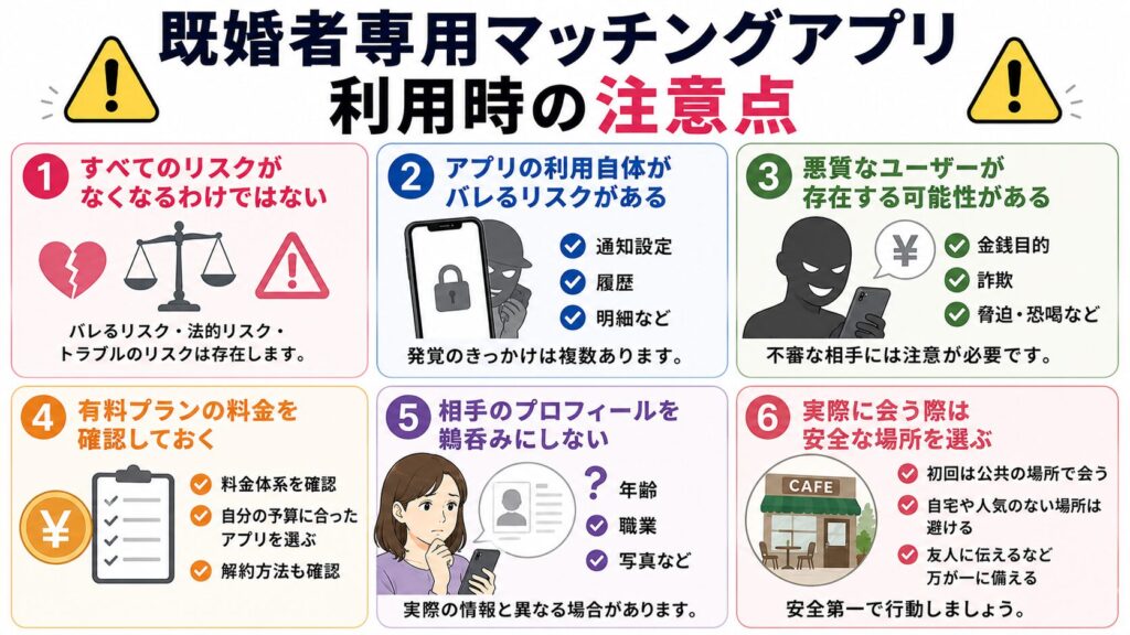 既婚者専用マッチングアプリを利用する際の注意点