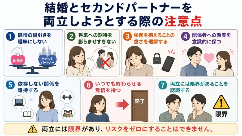 結婚とセカンドパートナーを両立しようとする際の注意点