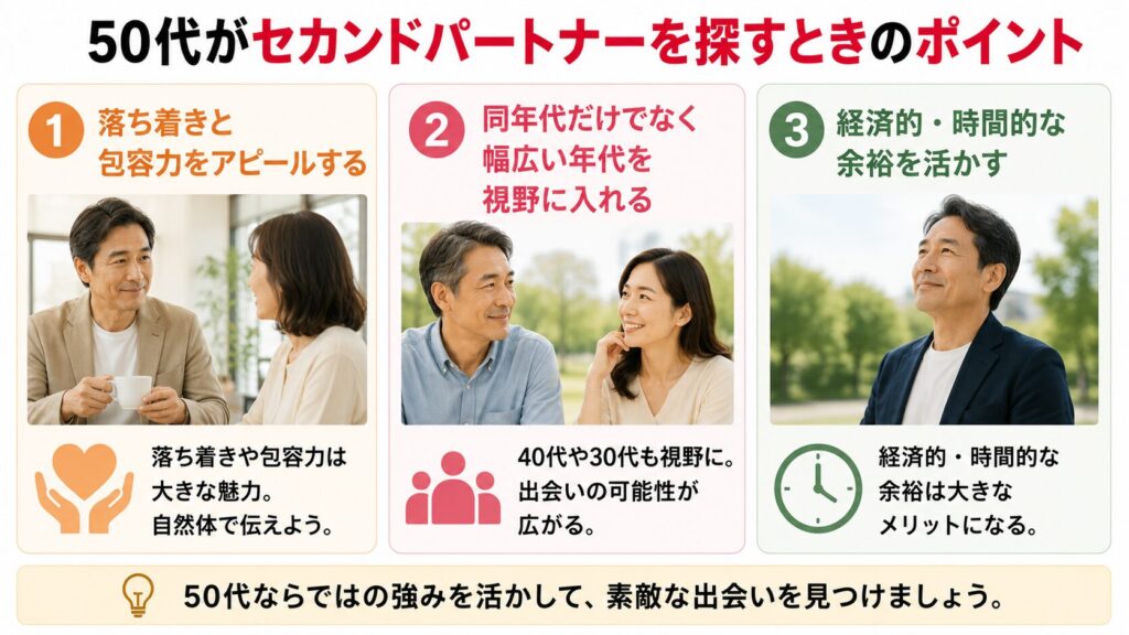 50代がセカンドパートナーを探すときのポイント