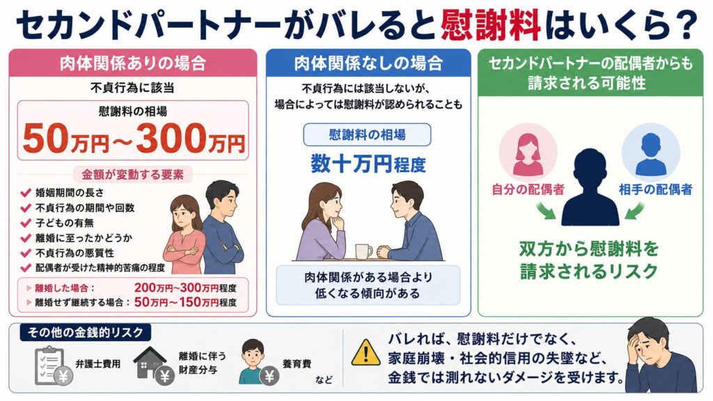セカンドパートナーがバレると慰謝料はいくら？