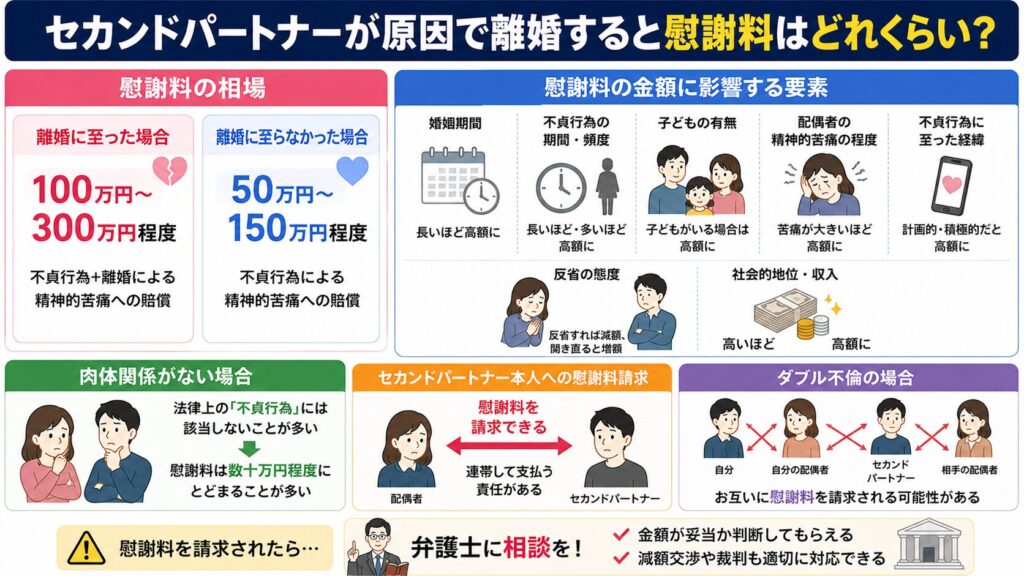 セカンドパートナーが原因で離婚する場合の慰謝料