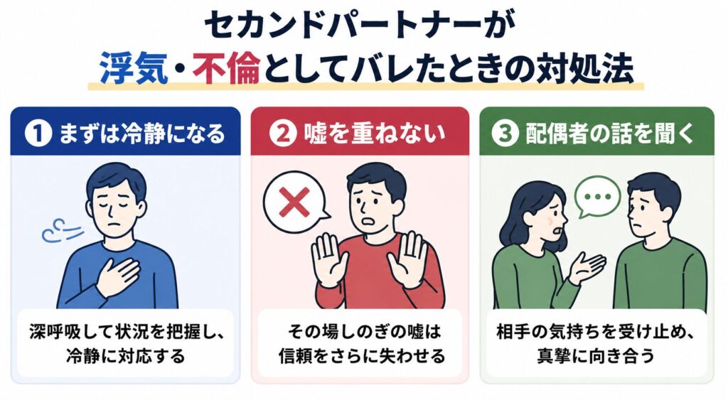 セカンドパートナーが浮気・不倫としてバレたときの対処法