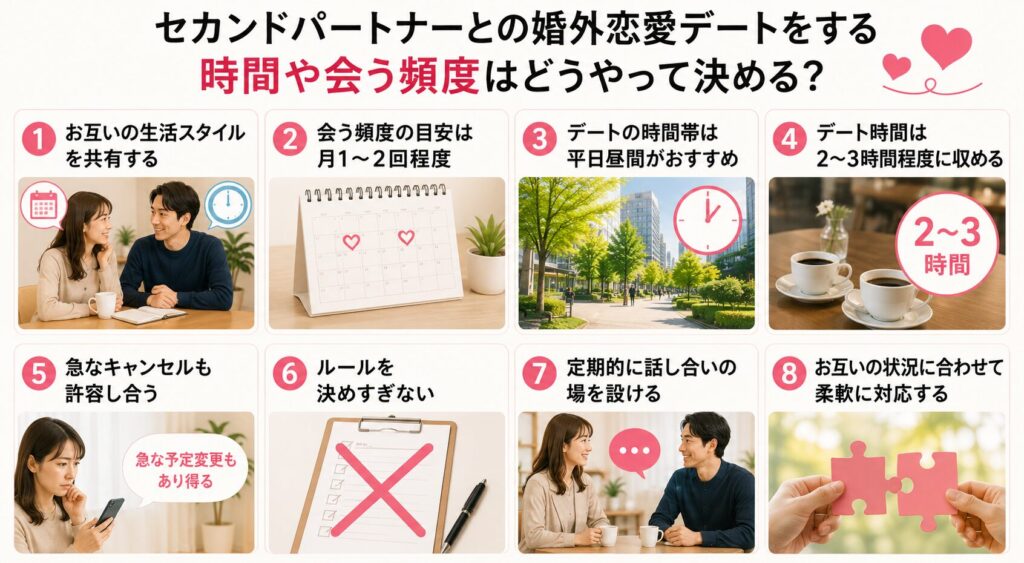 セカンドパートナーとの婚外恋愛デートをする時間や会う頻度はどうやって決める？