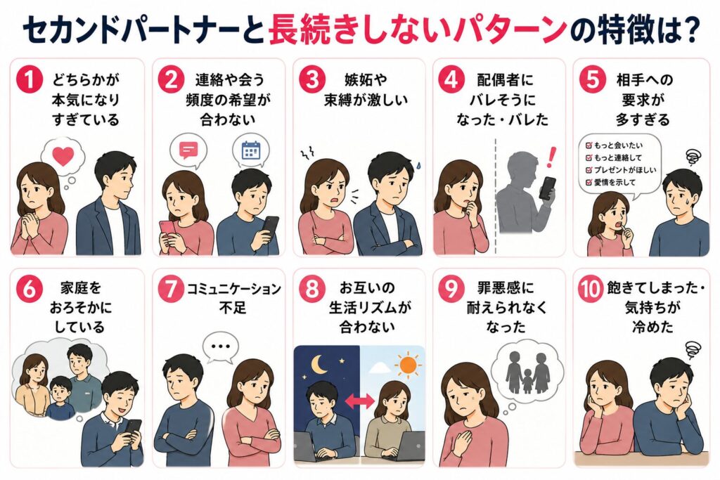 セカンドパートナーと長続きしないパターンの特徴
