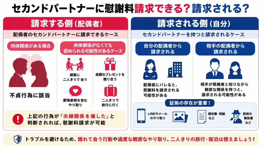 セカンドパートナーに慰謝料請求できる？請求される？