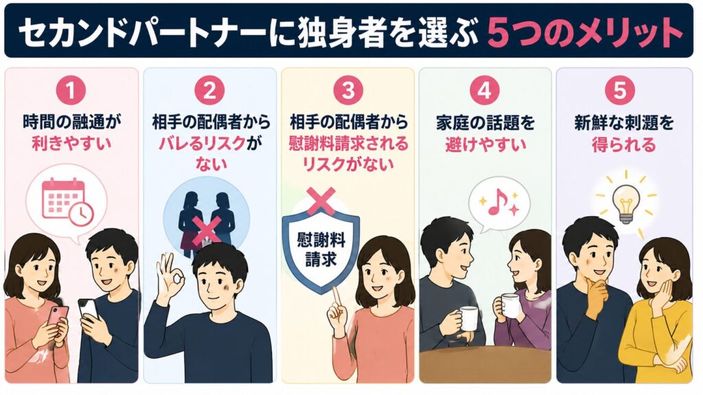 セカンドパートナーに独身女性・独身男性を選ぶメリット