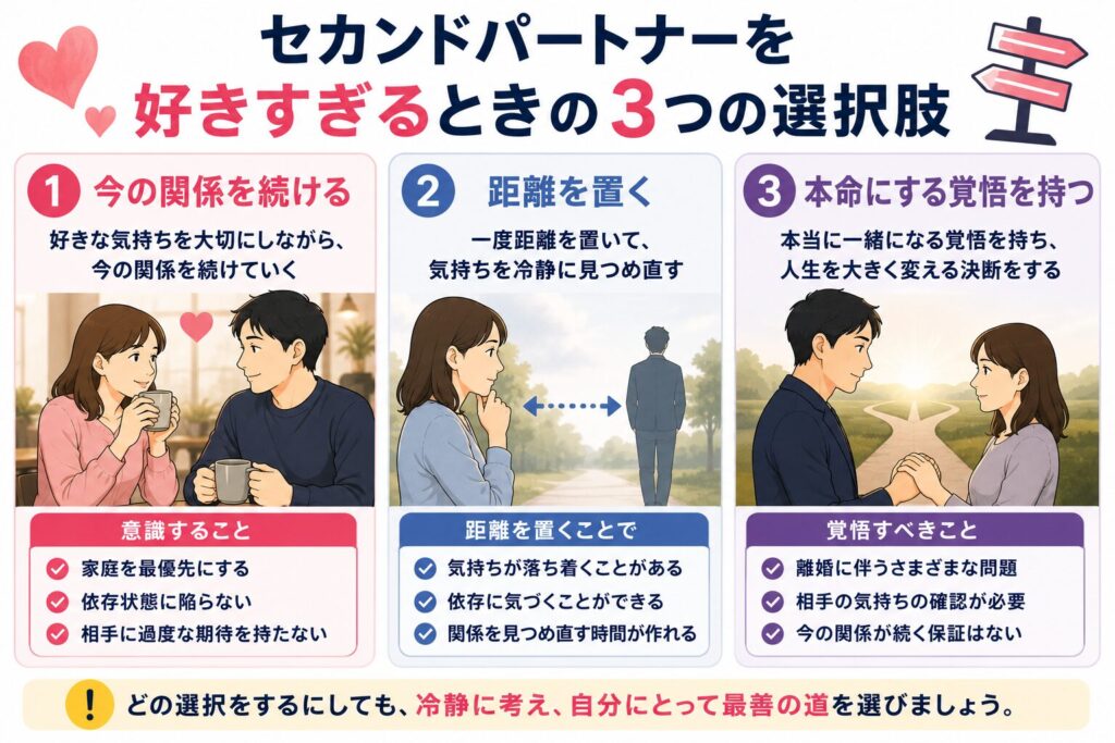 セカンドパートナーを好きすぎるときの3つの選択肢