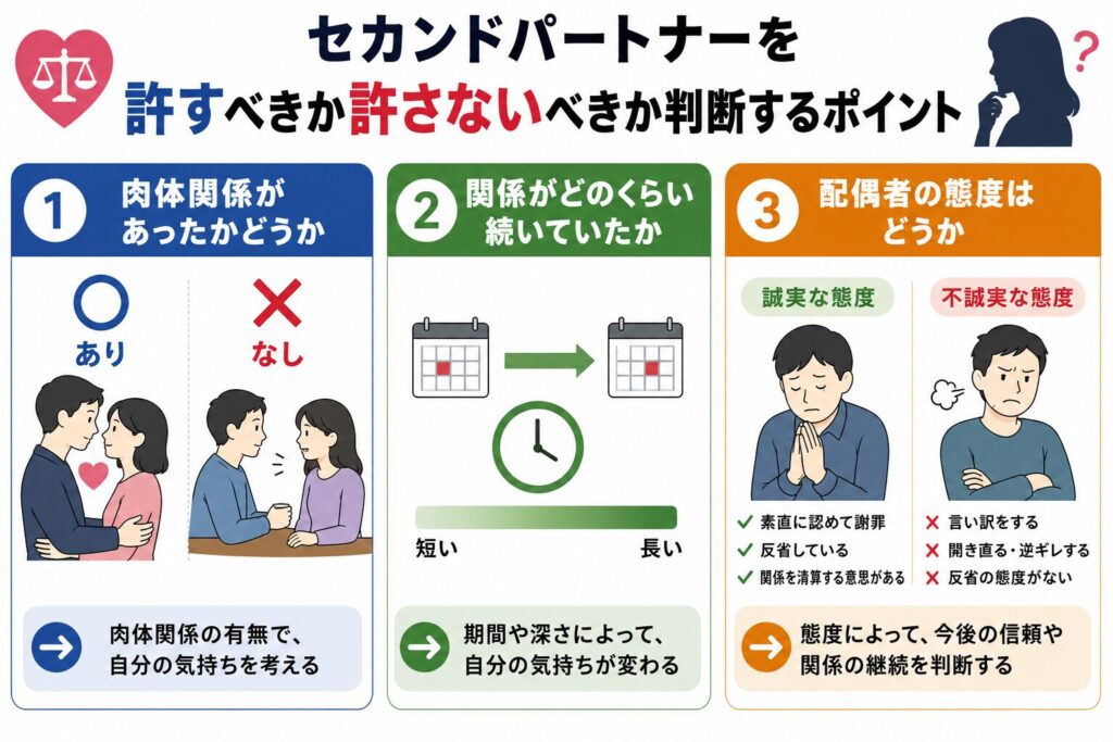 セカンドパートナーを許すべきか許さないべきか判断するポイント