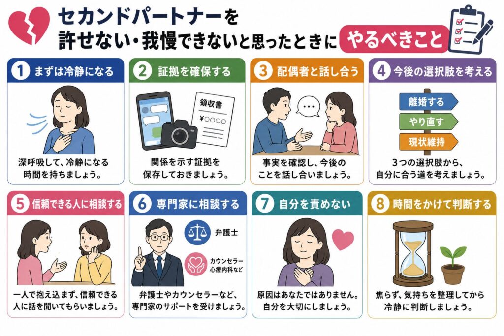 セカンドパートナーを許せない・我慢できないと思ったときにやるべきこと