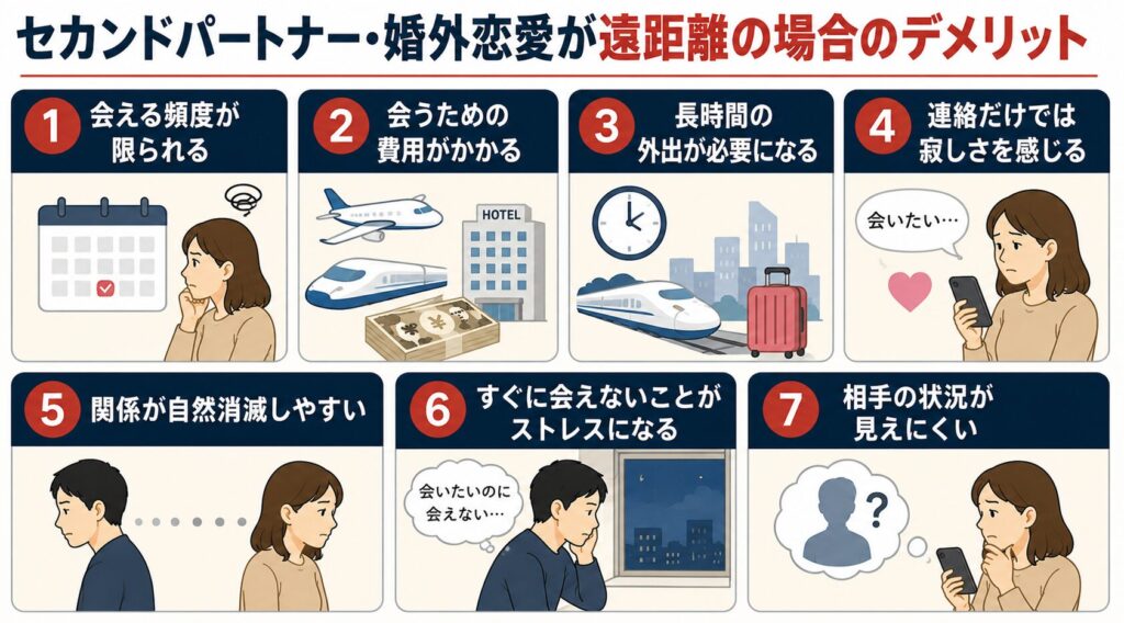 セカンドパートナー・婚外恋愛が遠距離の場合のデメリット