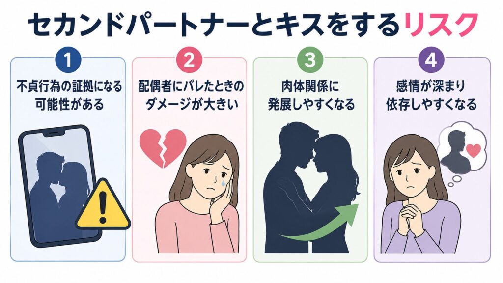 セカンドパートナー・婚外恋愛でキスをするリスクは？