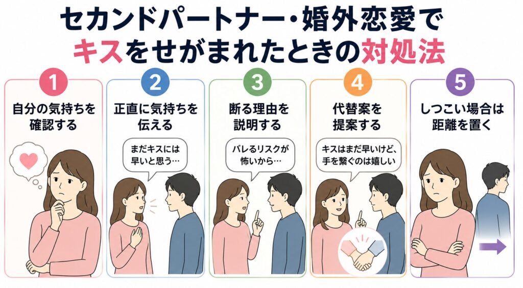 セカンドパートナー・婚外恋愛でキスをせがまれたときの対処法