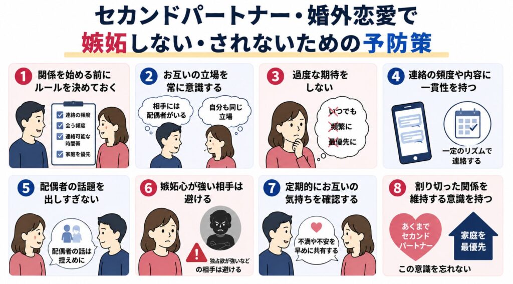 セカンドパートナー・婚外恋愛で嫉妬しない・されないための予防策