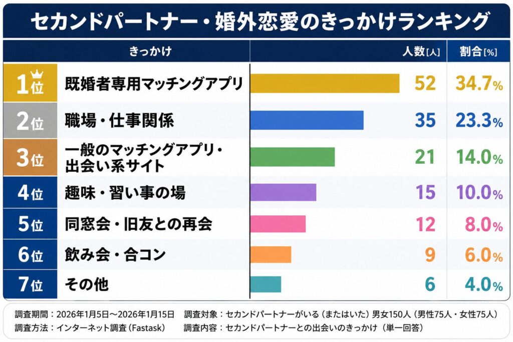 セカンドパートナー・婚外恋愛のきっかけランキング