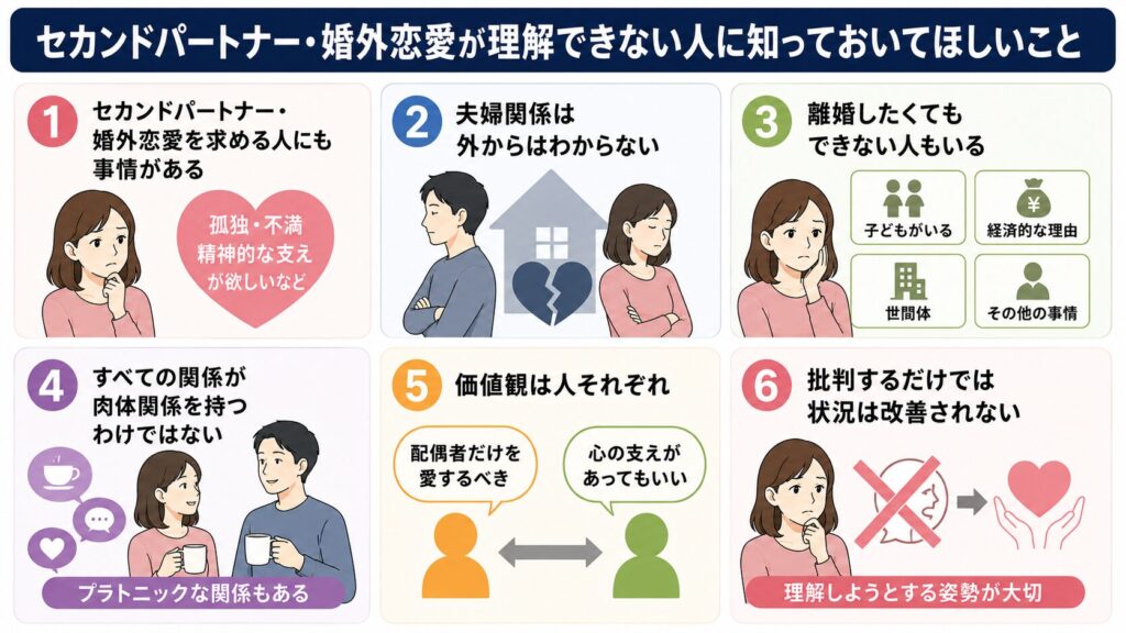 セカンドパートナー・婚外恋愛は頭おかしい・気持ち悪い・意味不明・理解できない人に知っておいてほしいこと