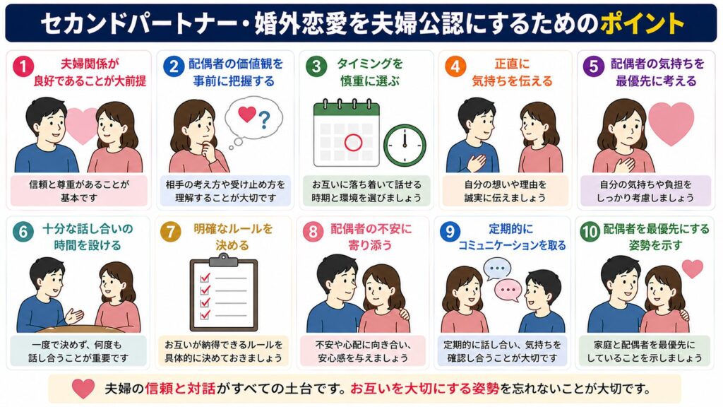 セカンドパートナー・婚外恋愛を夫婦公認にするためのポイント