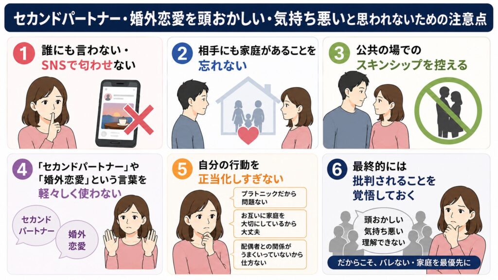 セカンドパートナー・婚外恋愛を頭おかしい・気持ち悪いと思われないための注意点