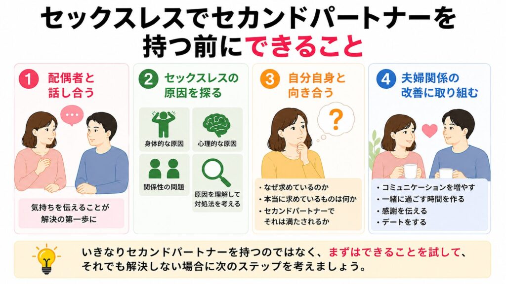 セックスレスでセカンドパートナーを持つ前にできること