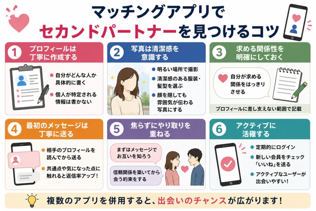 マッチングアプリでセカンドパートナーを見つけるコツ