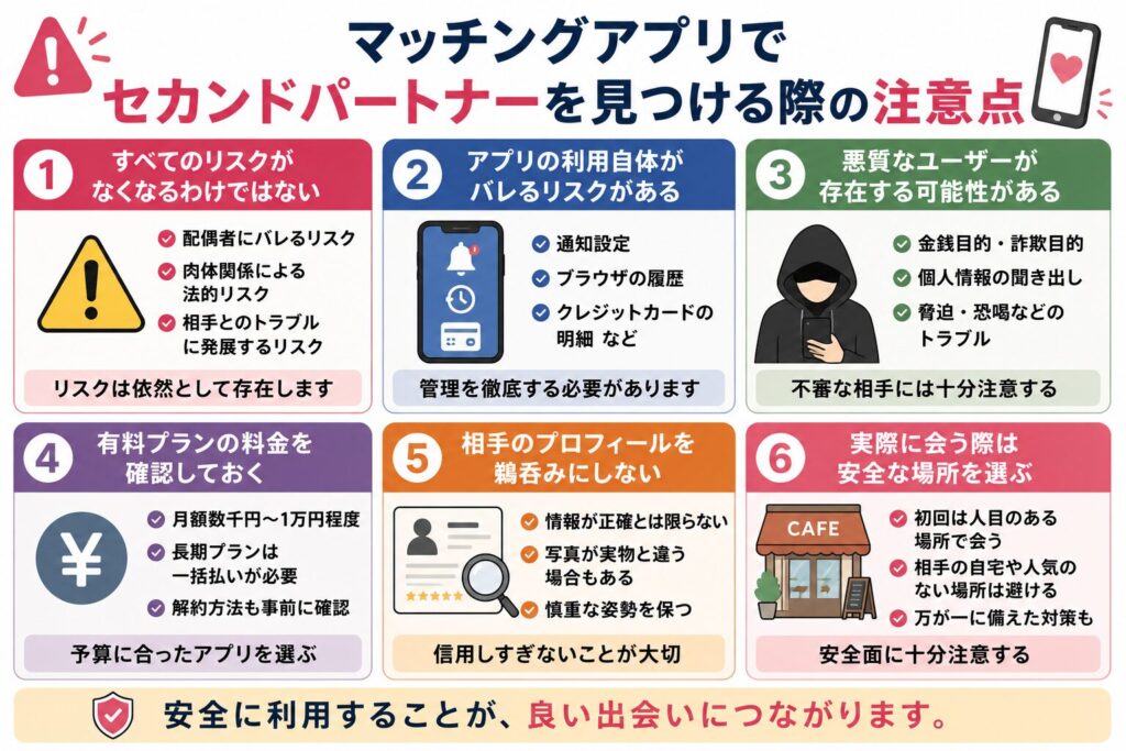 マッチングアプリでセカンドパートナーを見つける際の注意点
