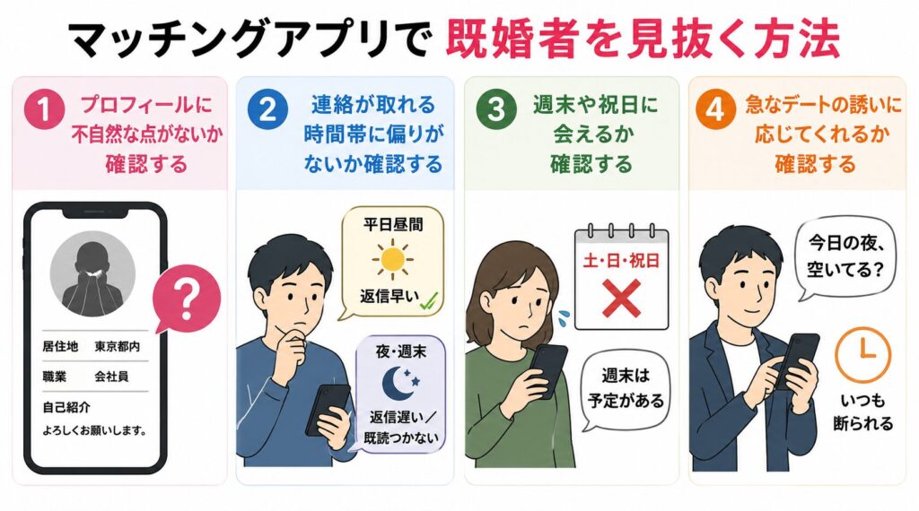 マッチングアプリで既婚者を見抜く方法