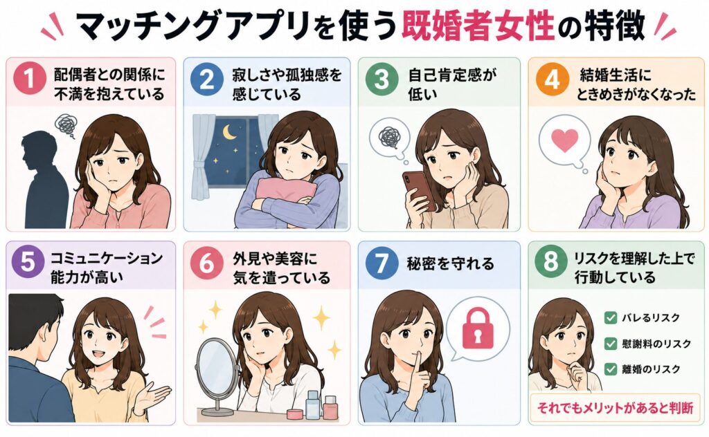 マッチングアプリを使う既婚者女性の特徴