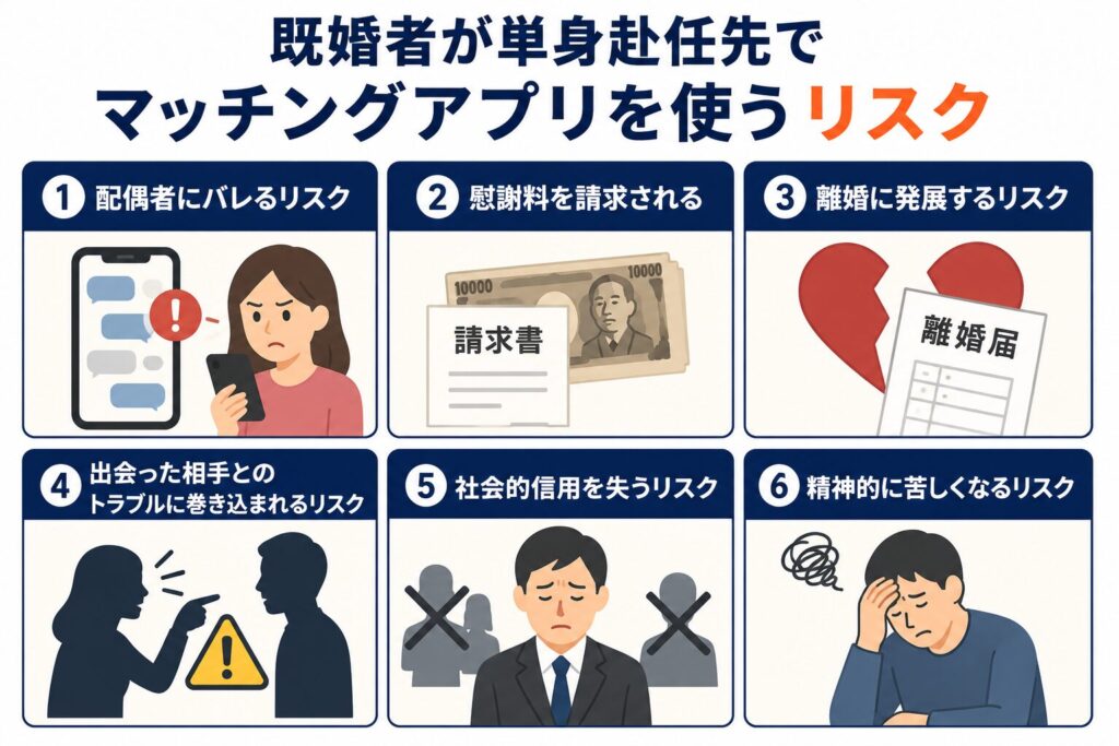 マッチングアプリを既婚者が単身赴任先で使うリスク